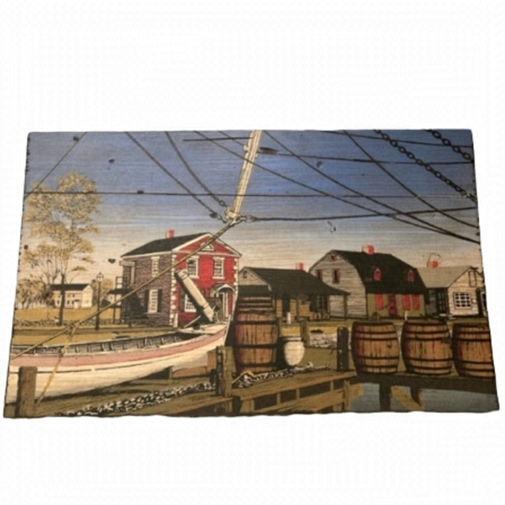 𝅺VINTAGE George Nathan hand screen painted nautical wooden wall hanging